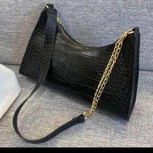 SHEIN Minimalist Croc Embossed Chain Shoulder Bag
